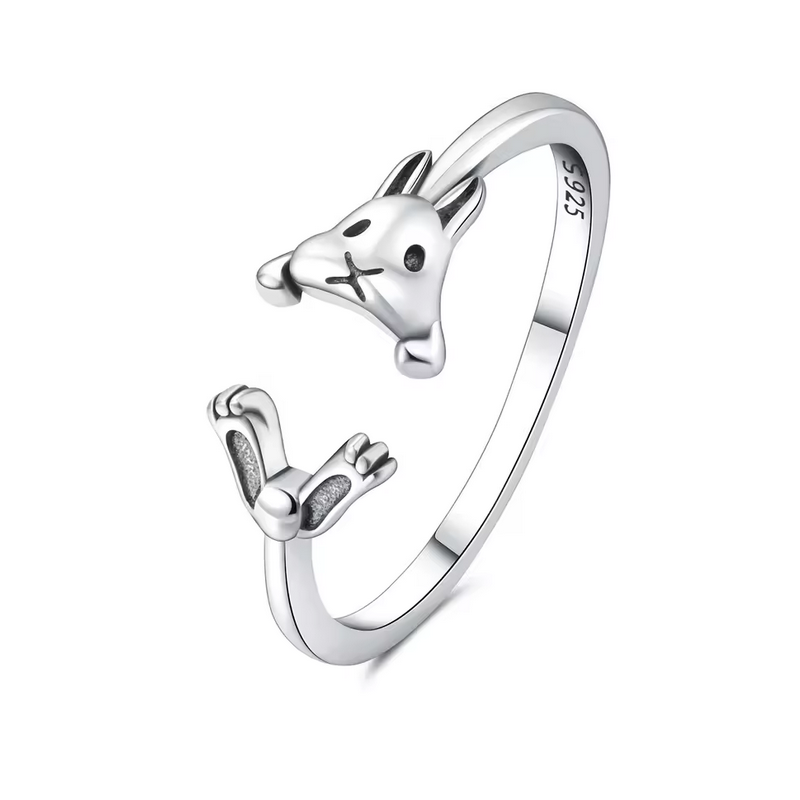 Bague réglable lapin enroulé argent
