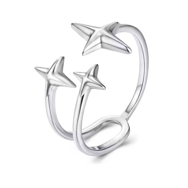 Bague réglable trois étoiles filantes argent Bague réglable trois étoiles filantes argent