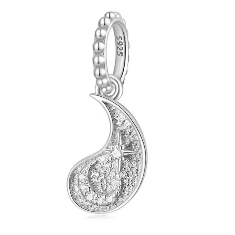 Charm pour bracelet soleil or lune argent