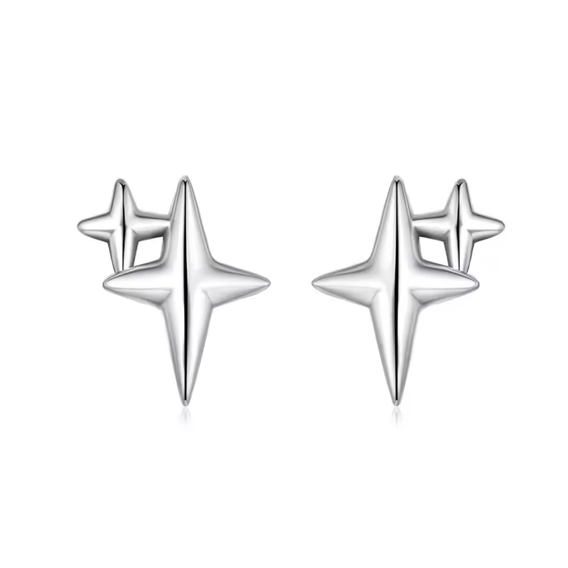 boucles d'oreilles petite et grande étoile argent