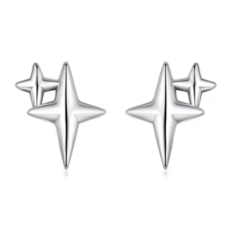 boucles d'oreilles petite et grande étoile argent
