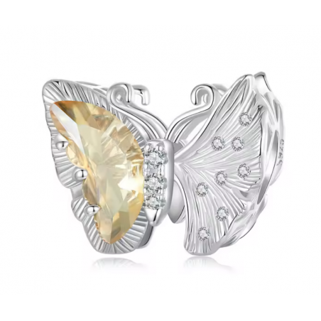 Charm pour bracelet papillon pierre ambre ginkgo biloba