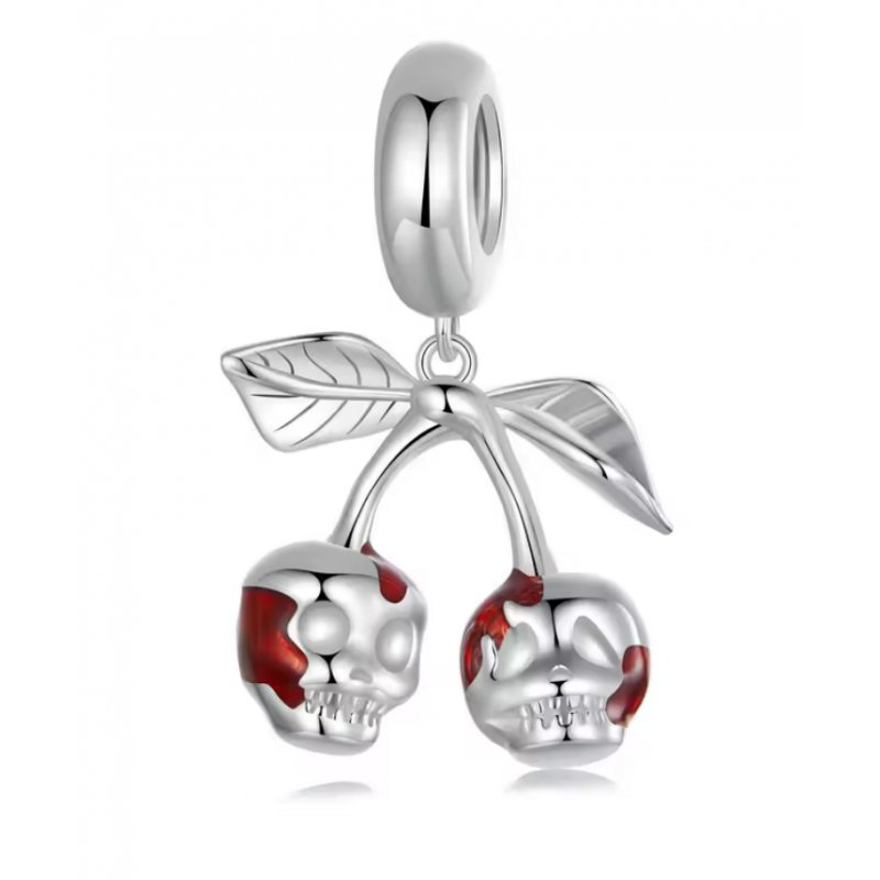 Charm pour bracelet cerise tête de mort