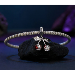 Charm pour bracelet cerise tête de mort