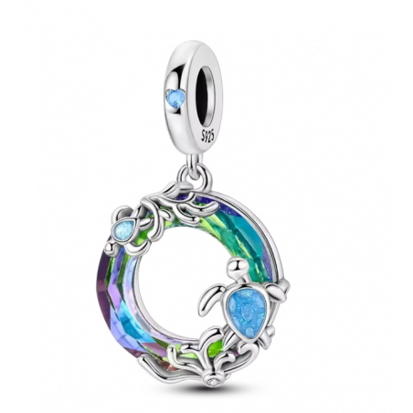 Charm pour bracelet deux tortues nagent dans la mer