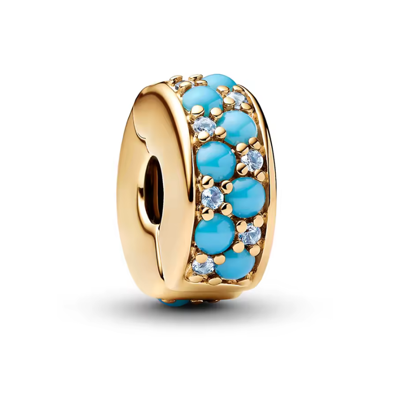 Charm bijou clip or pierre bleu turquoise séparateur Charm bijou clip or pierre bleu turquoise séparateur