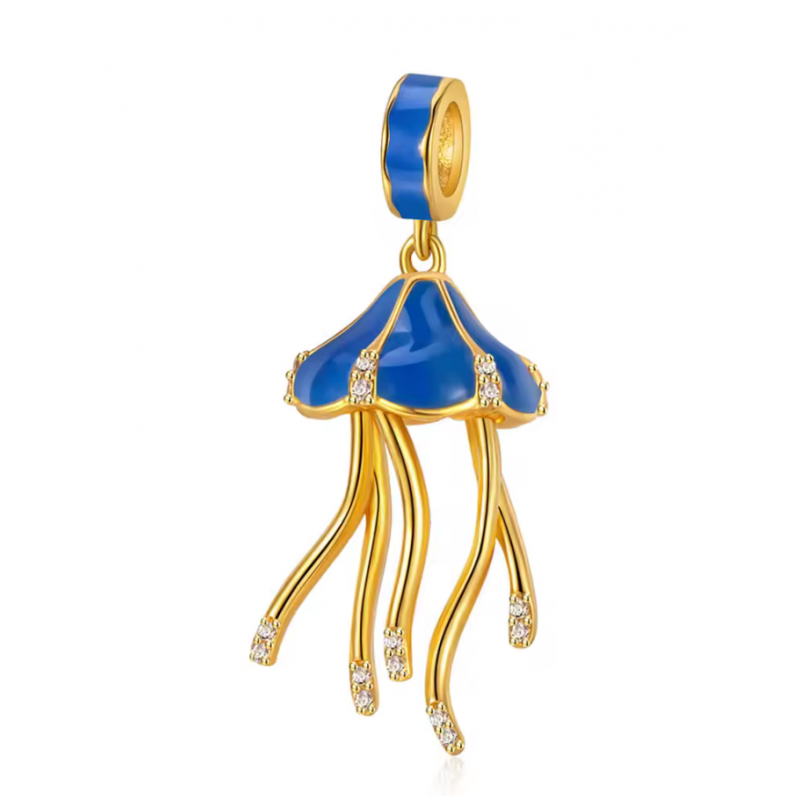 Charm bijou pour bracelet méduse or bleue Charm bijou pour bracelet méduse or bleue