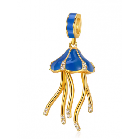 Charm bijou pour bracelet méduse or bleue