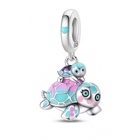Charm pour bracelet bébé et maman tortue