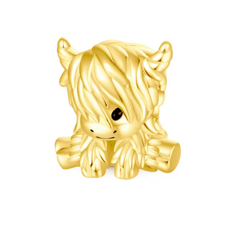 Charm pour bracelet vache highland écosse or Charm pour bracelet vache highland écosse or