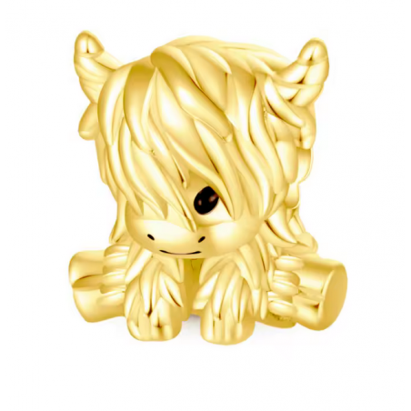 Charm pour bracelet vache highland écosse or