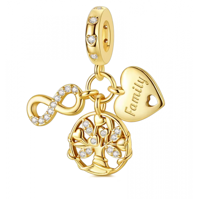 Charm pour bracelet infini arbre de vie famille or Charm pour bracelet infini arbre de vie famille or