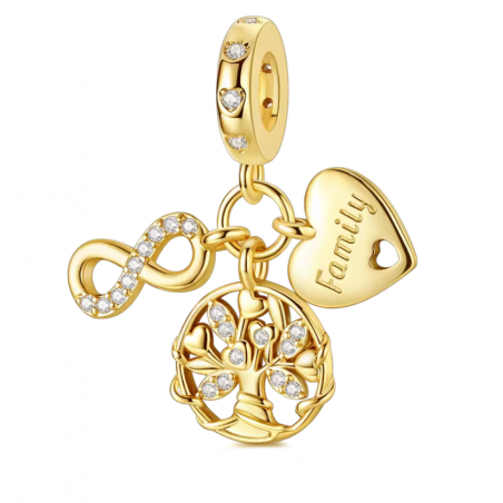 Charm pour bracelet infini arbre de vie famille or