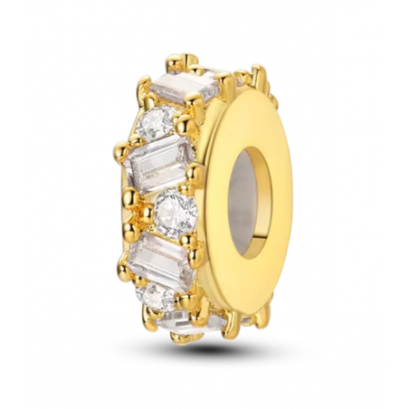 Charm pour bracelet séparateur bloqueur pierre blanche or
