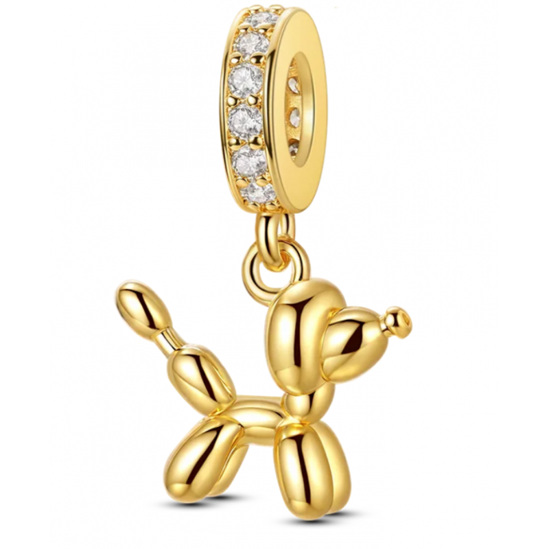 Charm pour bracelet chien en ballon suspendu or Charm pour bracelet chien en ballon suspendu or
