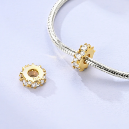 Charm pour bracelet séparateur bloqueur pierre blanche or