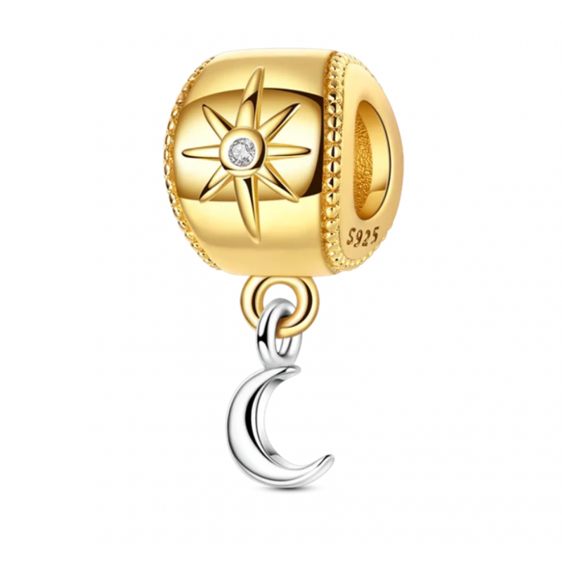 Charm pour bracelet soleil or lune argent Charm pour bracelet soleil or lune argent