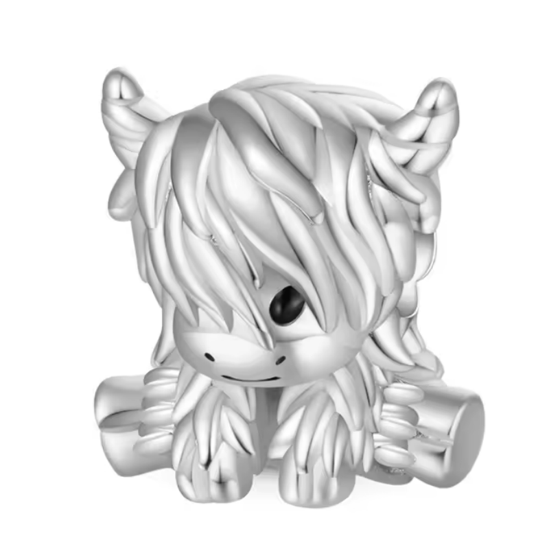 Charm pour bracelet argent vache des highlands écosse Charm pour bracelet argent vache des highlands écosse