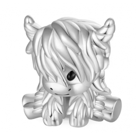 Charm pour bracelet argent vache des highlands écosse