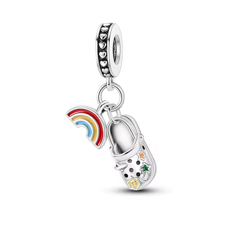 Charm pour bracelet crocs chaussure avec arc en ciel