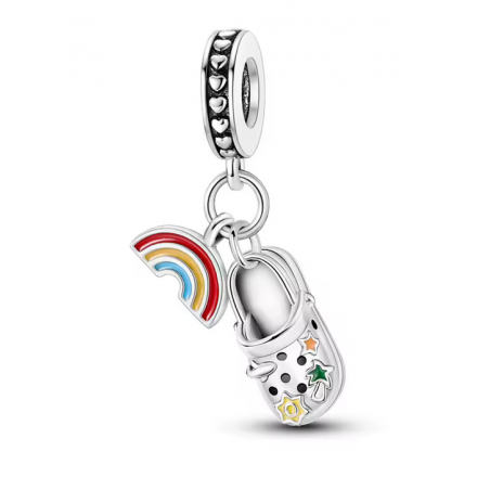 Charm pour bracelet crocs chaussure avec arc en ciel