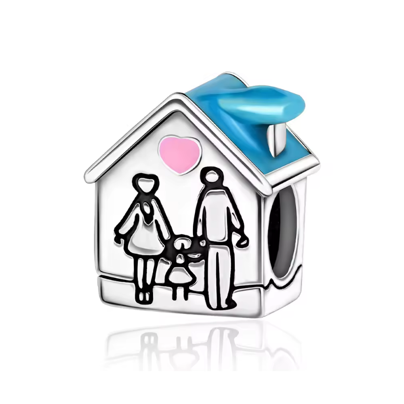 Charm pour bracelet maison famille un enfant Charm pour bracelet maison famille un enfant