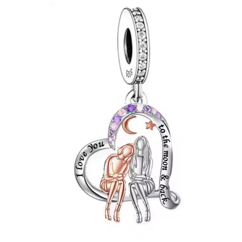 Charm pour bracelet je t'aime jusqu'a la lune soeur meilleures amies