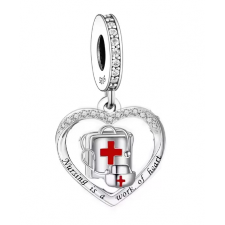 Charm pour bracelet cadeau infirmière métier de coeur passion