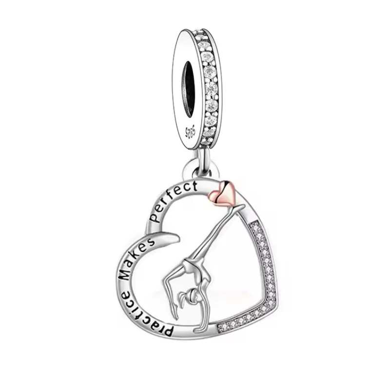 Charm bijou pour bracelet cadeau danseuse figure coeur Charm bijou pour bracelet cadeau danseuse figure coeur