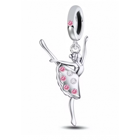 Charm bijou pour bracelet cadeau danseuse étoile robe pierre rose