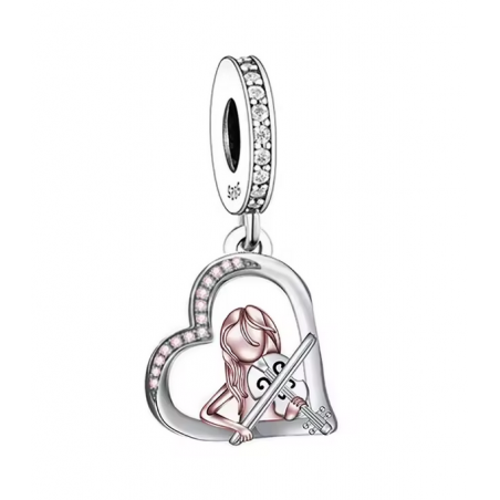 Charm bijou pour bracelet cadeau violoniste coeur