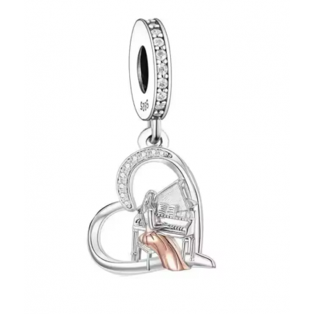Charm bijou pour bracelet cadeau pianiste coeur