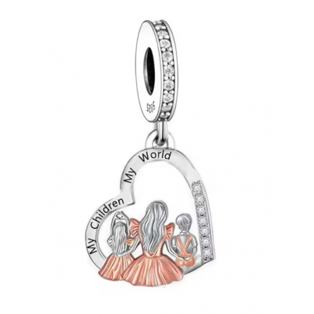 Charm pour bracelet cadeau maman deux enfants fille garçon