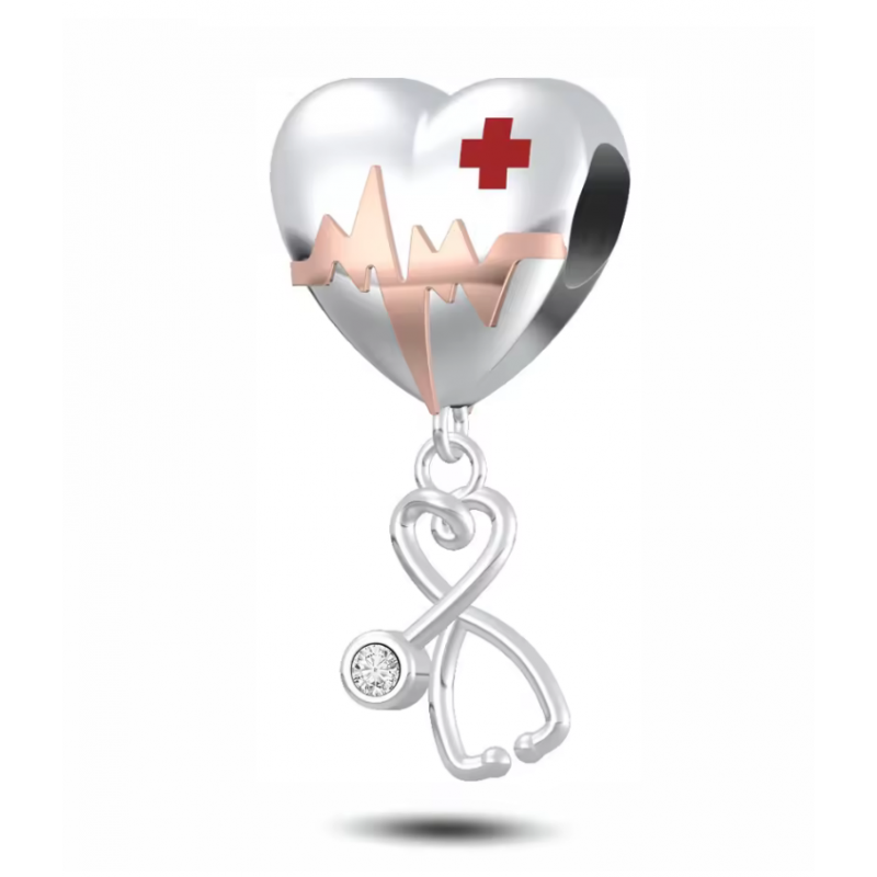Charm pour bracelet cadeau infirmière aide soignante coeur Charm pour bracelet cadeau infirmière aide soignante coeur