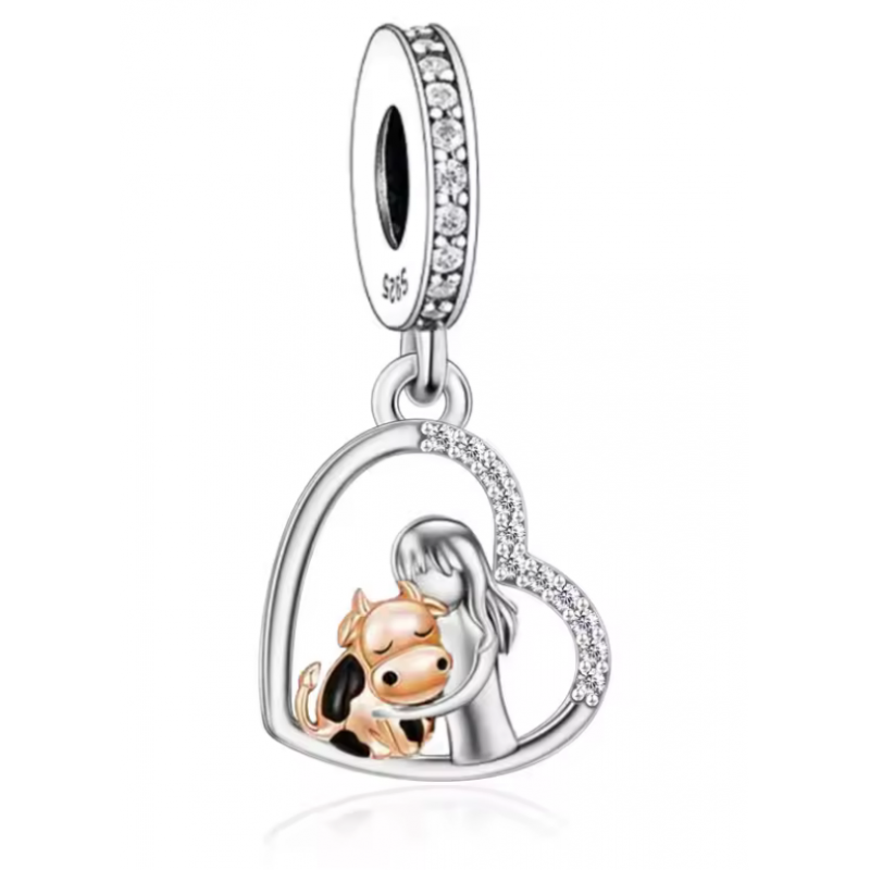 Charm pour bracelet cadeau agricultrice éleveuse de vache Charm pour bracelet cadeau agricultrice éleveuse de vache