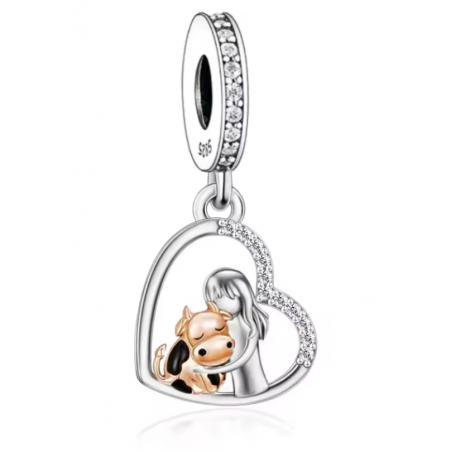 Charm pour bracelet cadeau agricultrice éleveuse de vache