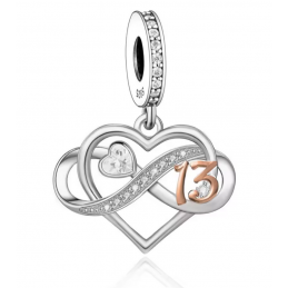 Charm pour bracelet age anniversaire coeur infini or rose