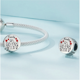 Charm pour bracelet rond famille papa maman garçon fille