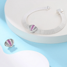 Charm pour bracelet reflexions coquillage rose étoile