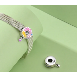 Charm pour bracelet reflexions donut gateau rose étoile