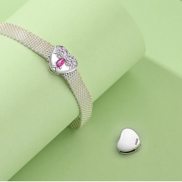 Charm pour bracelet reflexions coeur pierre violette fleurs