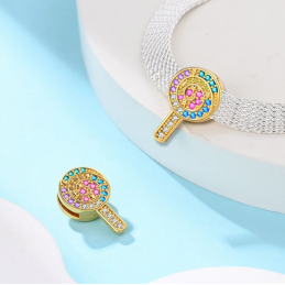 Charm pour bracelet reflexions sucette or étoile