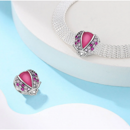 Charm pour bracelet reflexions coccinelle pierre rose