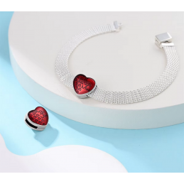 Charm pour bracelet reflexions coeur rouge be mine