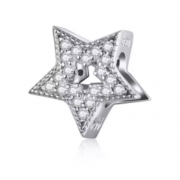 Charm pour bracelet étoile argent strass