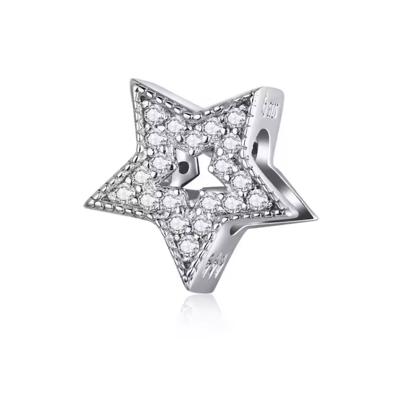 Charm pour bracelet étoile argent strass