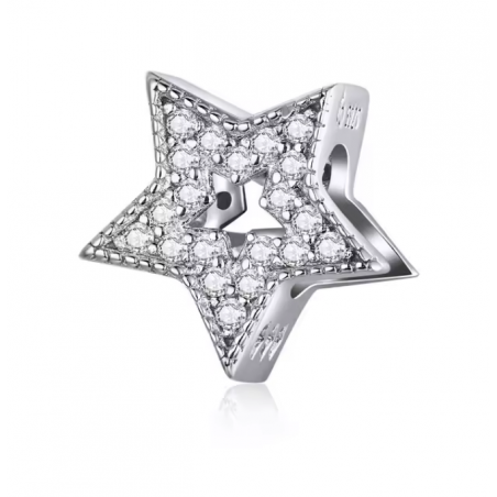 Charm pour bracelet étoile argent strass