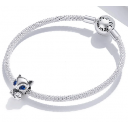 Charm pour bracelet argent renard yeux bleu