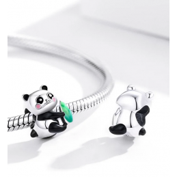 Charm pour bracelet panda mignon joue rose