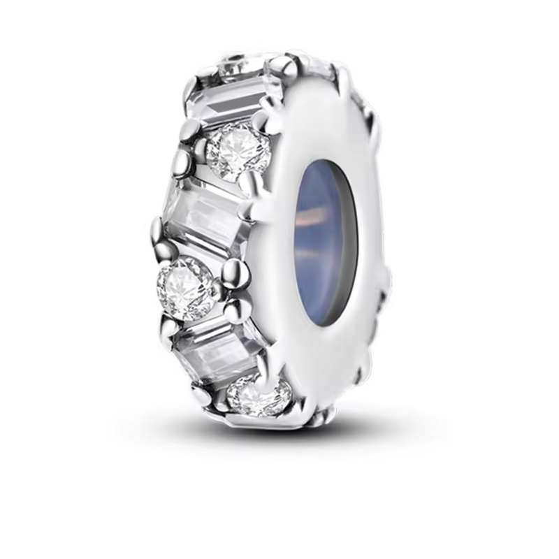 Charm pour bracelet séparateur argent pierre transparente